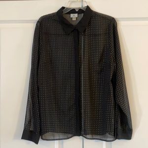 Blouse - Worthington - gold toned polka dots